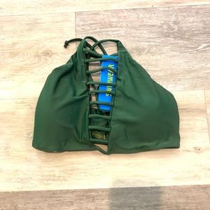 Olive Green High Neck Bikini Top Medium